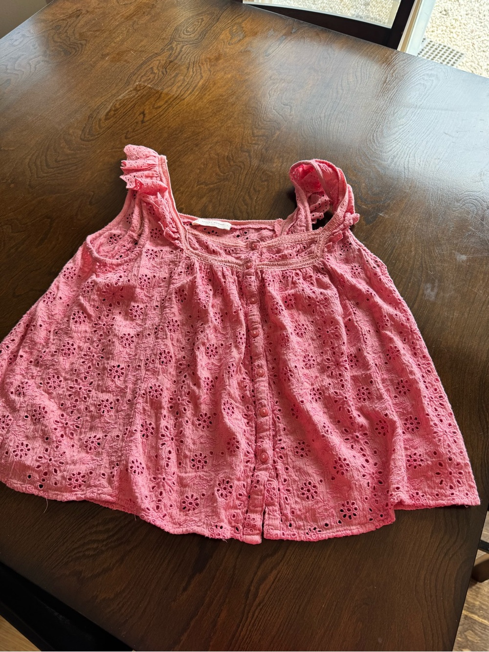 Lucky Brand Girls Pink Eyelet Ruffle Tank